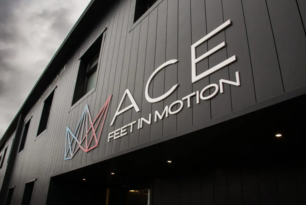 the brand new official new ACE Feet in Motion signage showing the redevelopments made in Phase three